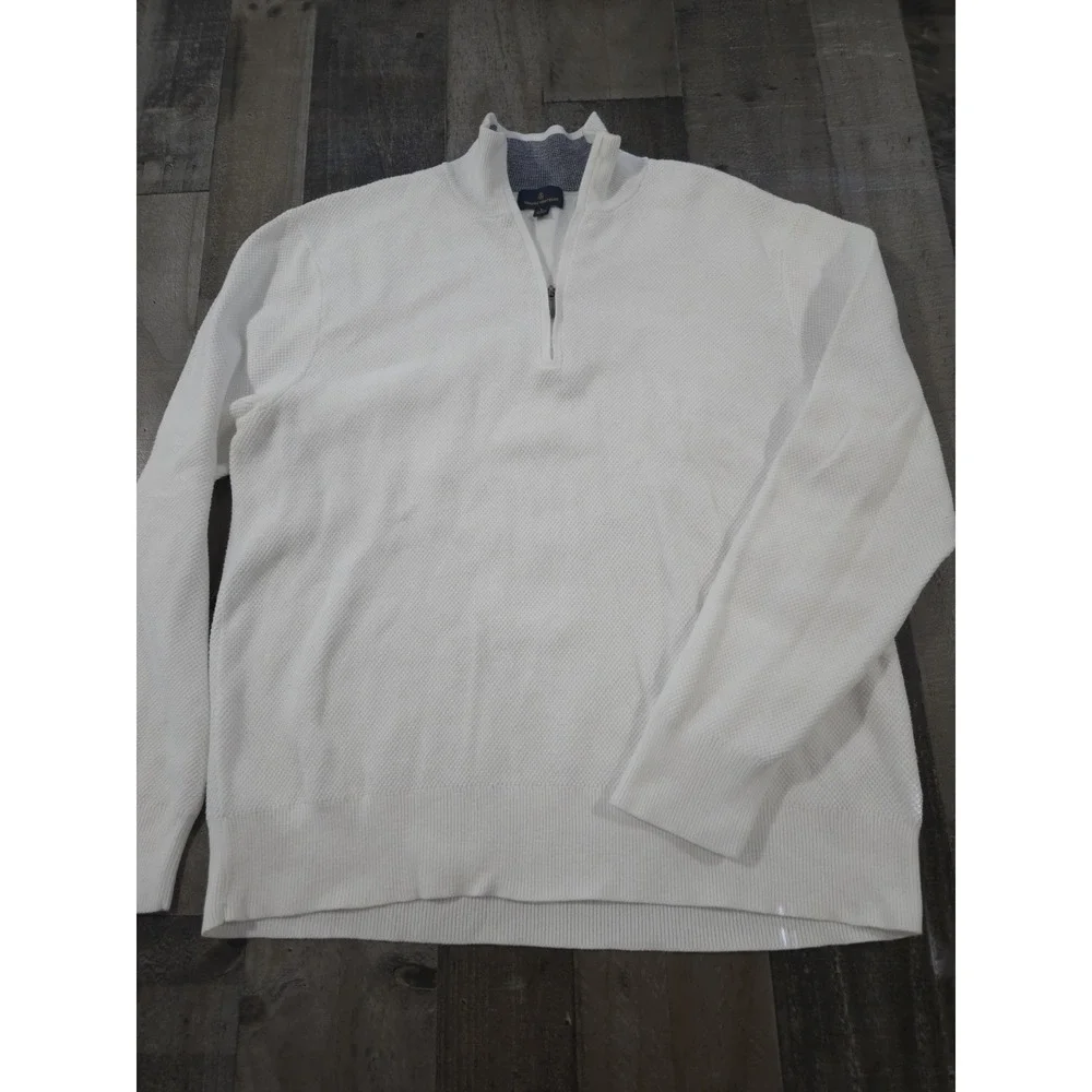 Brooks Brothers Sport 1818 Collection Textured Quarter-Zip Sweater bright white